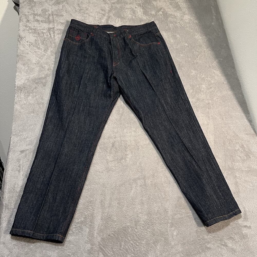Eight 732 Jeans Mens 40x33 Blue Embroidered Denim Y2K Hip Hop Baggy Jeans